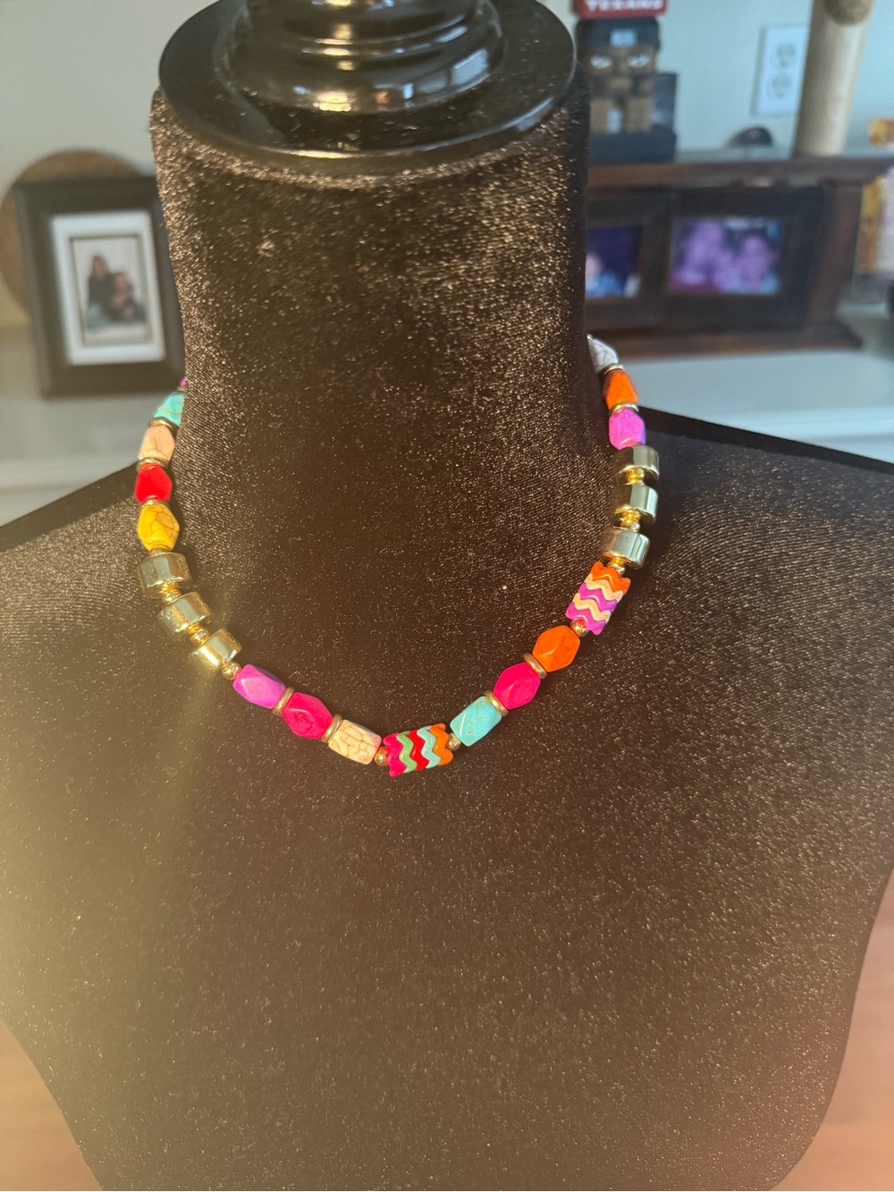 Treasure Jewels Color Party Multi-Bead Statement Necklace with Gold tones